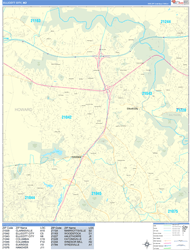 Ellicott City Wall Map Basic Style 2024